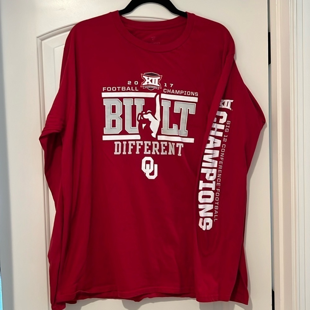 OU Oklahoma Sooners 2017 Football Championship Red Long Sleeve Tshirt Sz XL